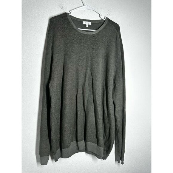 Calvin Klein Men’s Cotton Blend Pullover Green Crewneck Long Sleeve Size XXL - Picture 1 of 10